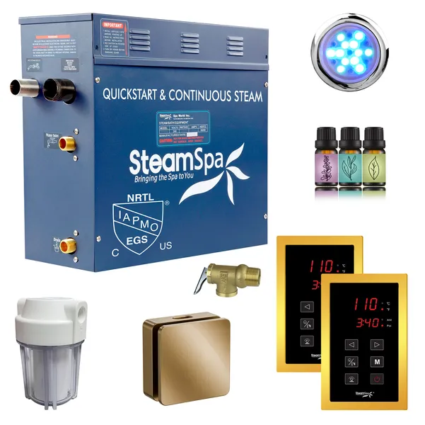 Royal 9KW Steam Generator with Dual Touchpads and AutoDrain in Gold