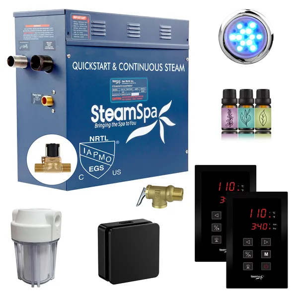 Royal 9KW Steam Generator with Dual Touchpads and AutoDrain in Matte Black