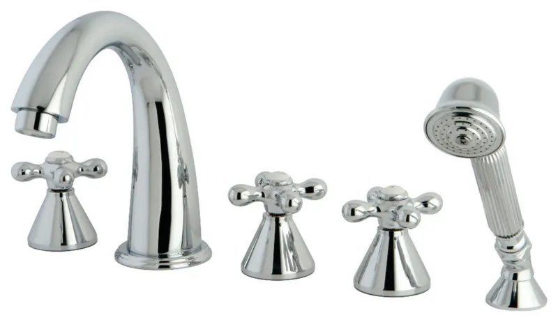 Royale Three Handle Roman Tub Filler With Hand Shower