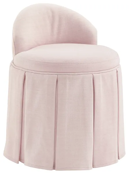Rustic Manor Makenzi Vanity Stool, Slipcover, Linen, Light Pink