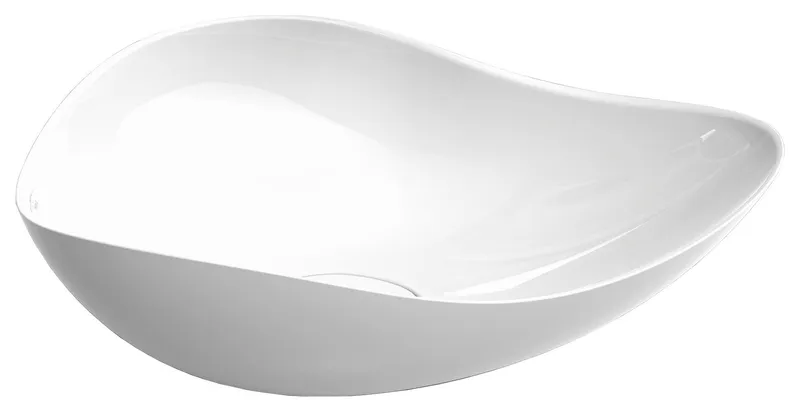 Ruy Ohtake By Roca Organic Porcelain Vessel Sink, Elongate Vessel Sink, White Glossy
