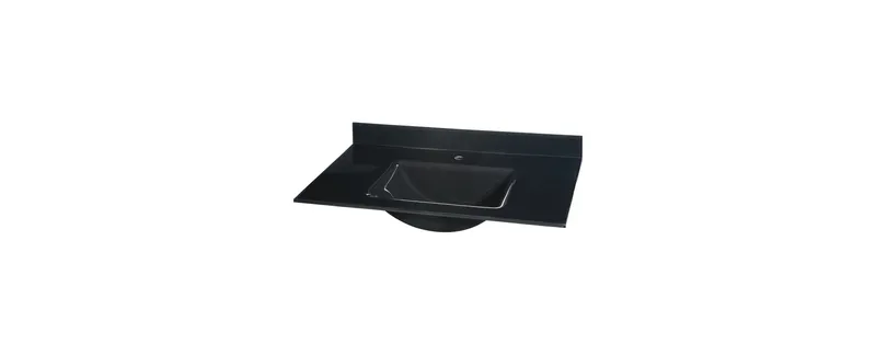 RYVYR GST370BK Glass Top - 37-inch With Rectangular Bowl - Black