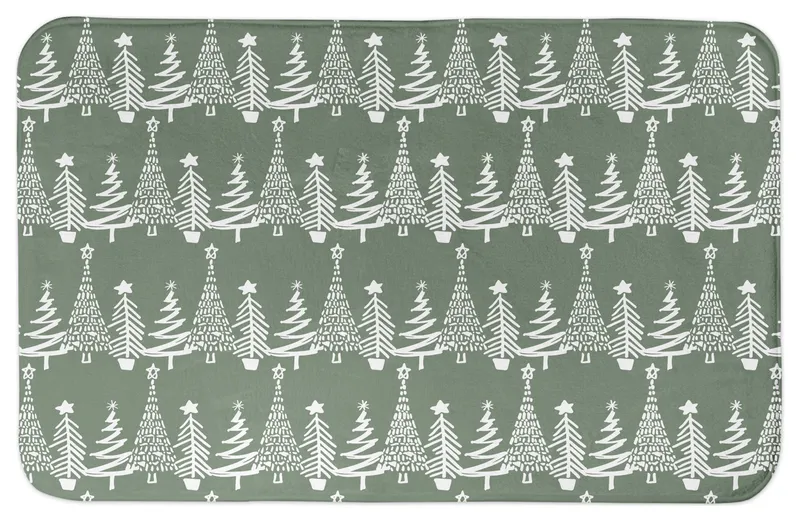 Sage Christmas Tree Pattern 21x34 Bath Mat