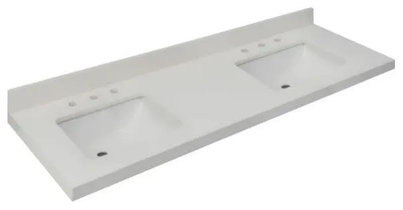 Sagehill Designs RQ6122D Premier 61" Quartz Vanity Top - Chantilly White