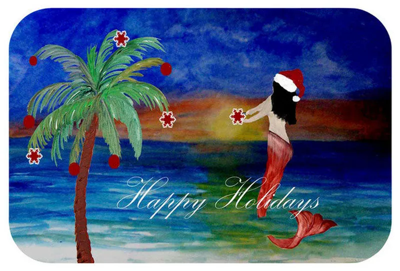 Santa Mermaid Trim A Tree Bath Mat, 20"x15"