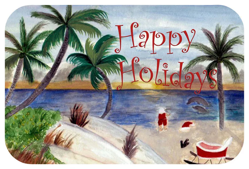 Santas Beach Break Bath Mat, 20"x15"