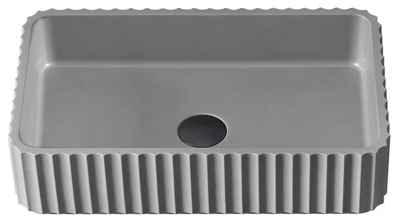 Sao Paulo Concrete Rectangular Vessel Bathroom Sink, Grey, 19.7"l X 11.8"w
