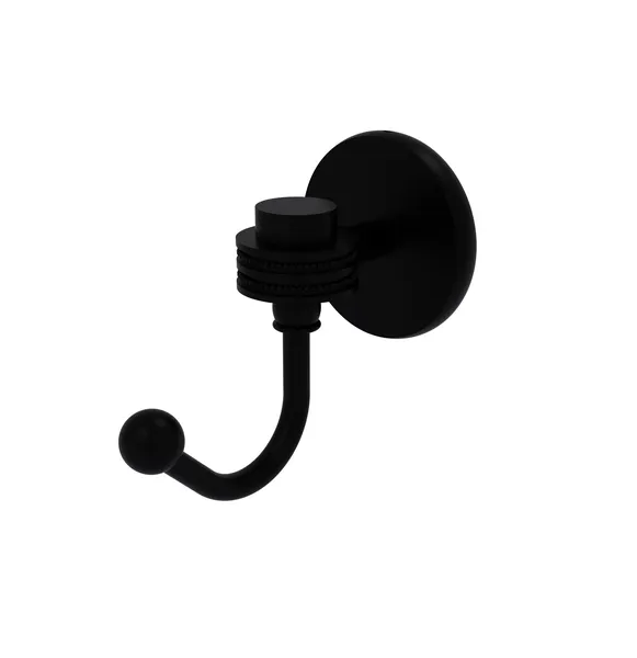 Satellite Orbit One Robe Hook With Dotted Accents, Matte Black
