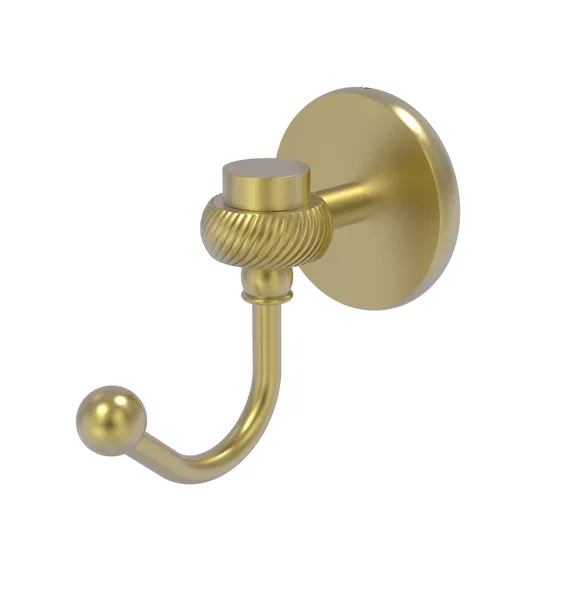 Satellite Orbit One Robe Hook With Twist Accents, Satin Brass