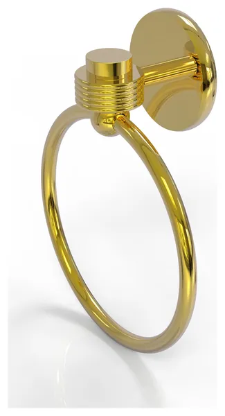 Satellite Orbit One Towel Ring With Groovy Accent, Polished Brass