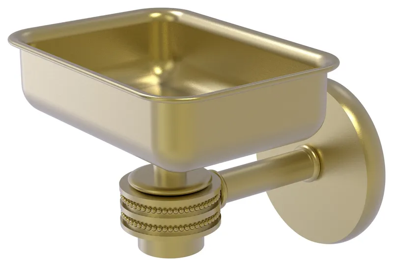 Satellite Orbit One Wall Mount Soap Dish With Dotted Accents, Satin Brass
