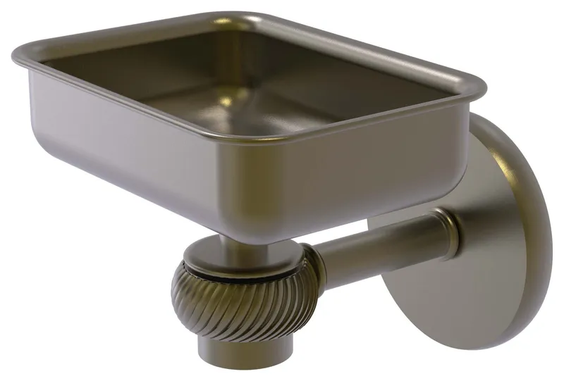 Satellite Orbit One Wall Mount Soap Dish With Twist Accents, Antique Brass