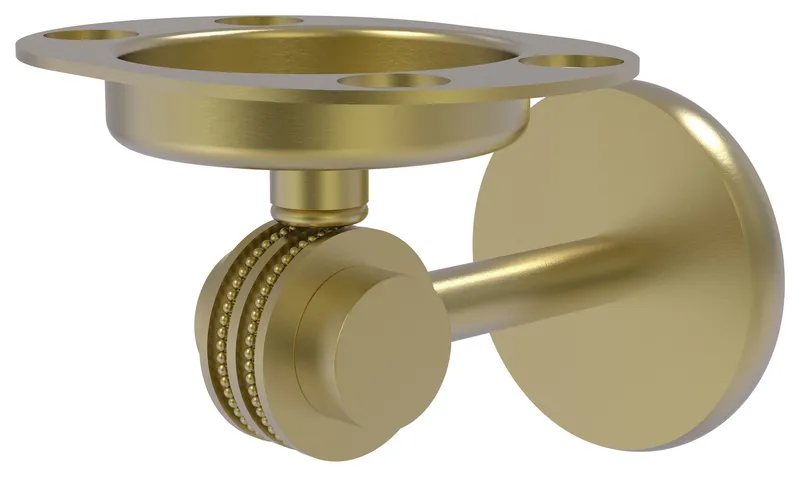 Satellite Orbit Two Toothbrush Holder With Dotted Accents, Satin Brass