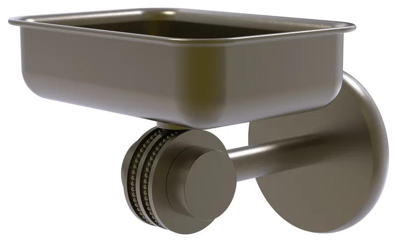 Satellite Orbit Two Wall Mount Soap Dish With Dotted Accents, Antique Brass
