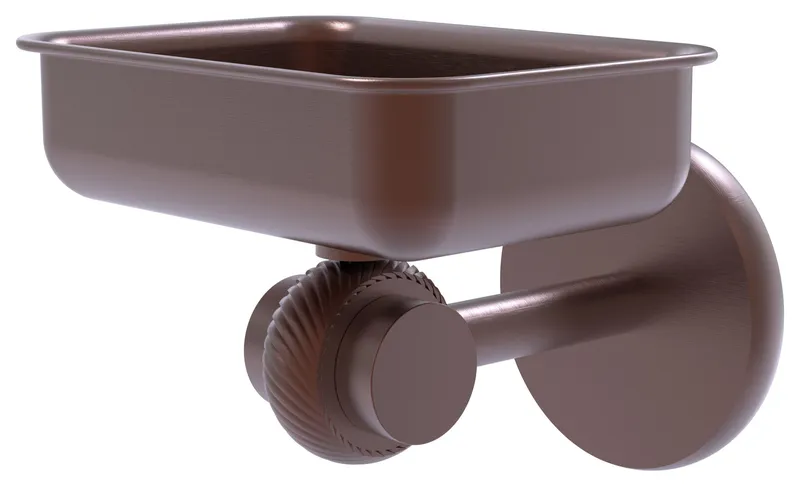 Satellite Orbit Two Wall Mount Soap Dish With Twist Accents, Antique Copper