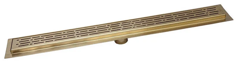 Satin Gold Linear Shower Drain Broken Lane Design By SereneDrains, 16 Inch
