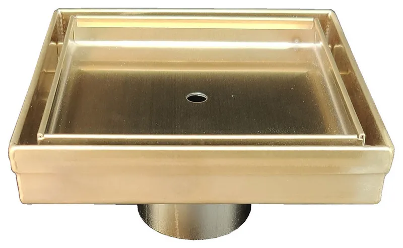 Satin Gold Tile Insert 5 Inch Drain by SereneDrains, Drain Only