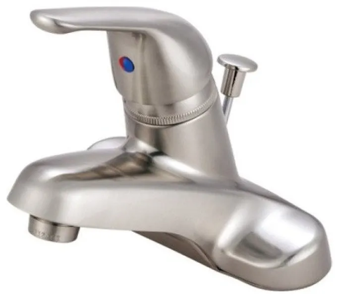 Satin Nickel Single Handle 4" Centerset Lavatory Faucet with Retail Pop-up KB548