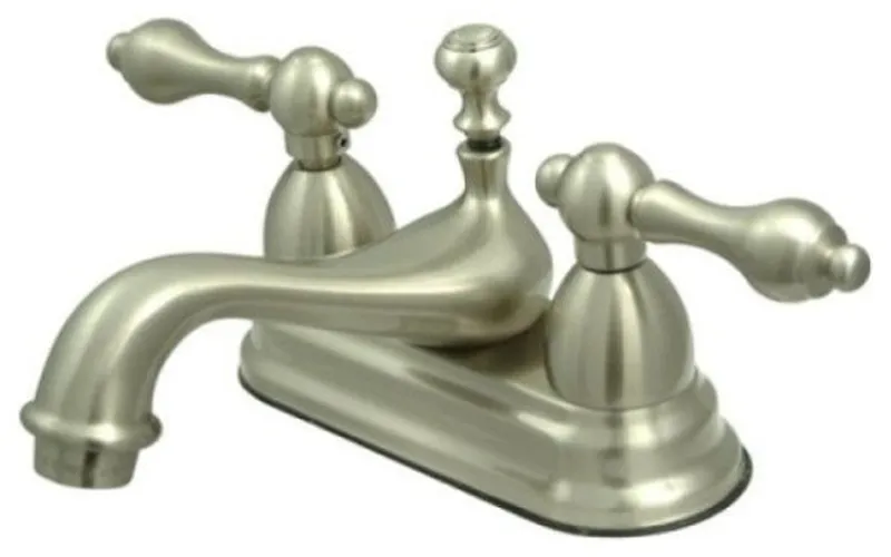 Satin Nickel Two Handle 4" Centerset Lavatory Faucet with Brass Pop-up KS3608AL
