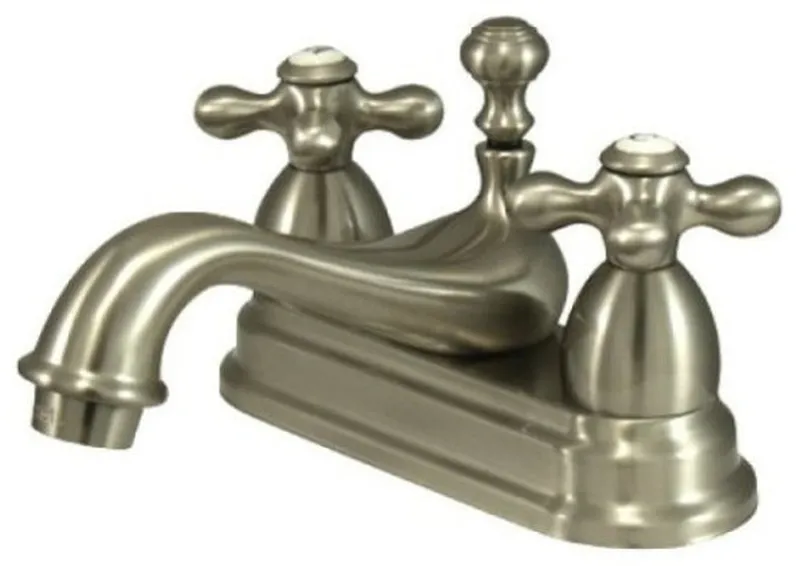 Satin Nickel Two Handle 4" Centerset Lavatory Faucet with Brass Pop-up KS3608AX