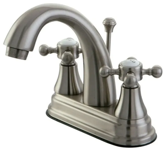 Satin Nickel Two Handle 4" Centerset Lavatory Faucet with Brass Pop-up KS7618BX