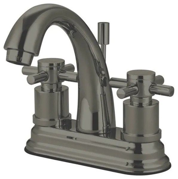 Satin Nickel Two Handle 4" Centerset Lavatory Faucet with Brass Pop-up KS8618DX