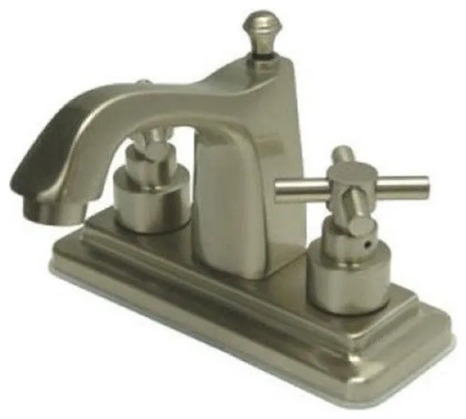 Satin Nickel Two Handle 4" Centerset Lavatory Faucet with Brass Pop-up KS8648EX