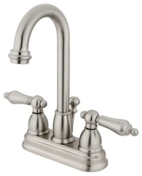 Satin Nickel Two Handle 4" Centerset Lavatory Faucet with Retail Pop-up KB3618AL