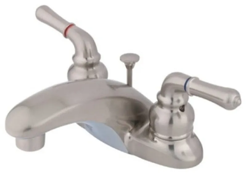 Satin Nickel Two Handle 4" Centerset Lavatory Faucet with Retail Pop-up KB628