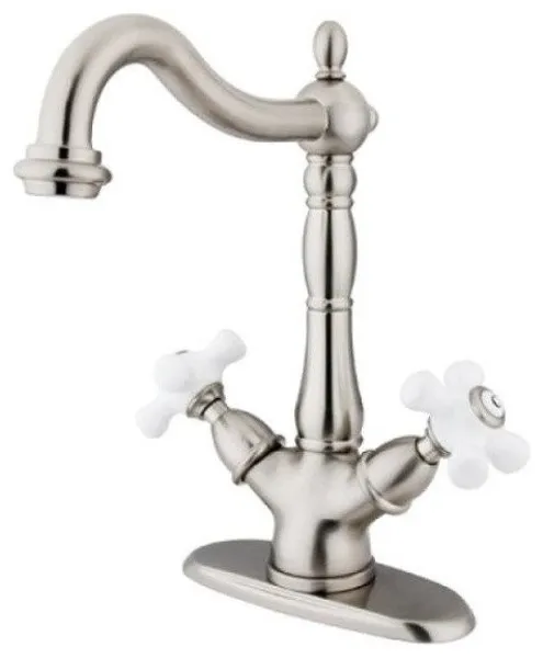 Satin Nickel Two Handle Vessel Sink Faucet with Optional Cover Plate KS1498PX