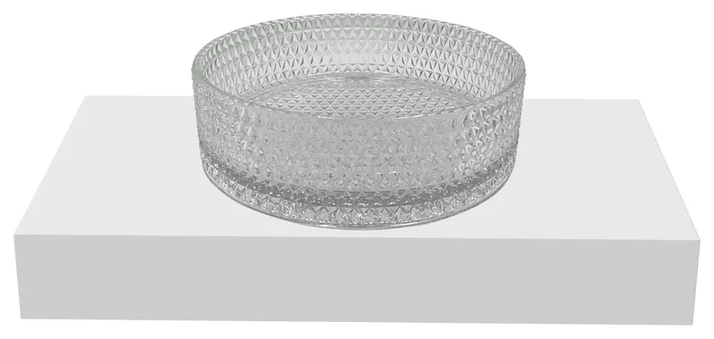 Scotch Round Crystal Sinks With White Base, Clear, 16", 30" Countertop