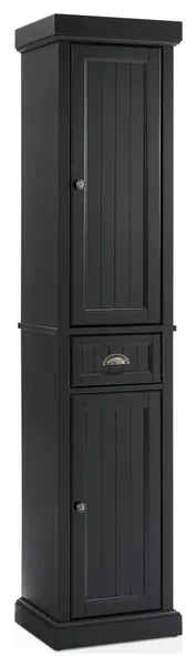 Seaside Tall Linen Cabinet Distressed Black