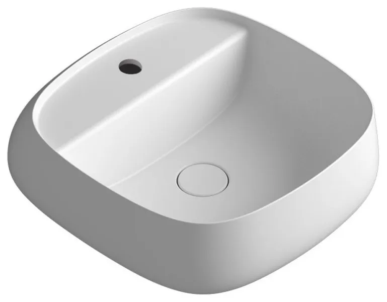 Seed 45.45 Wall Mount Bathroom Sink in Glossy White with 1 Faucet Hole