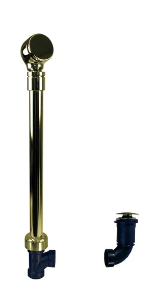Semi-Exposed Tip-Toe Bath Drain with Overflow Ball Joint, Polished Brass