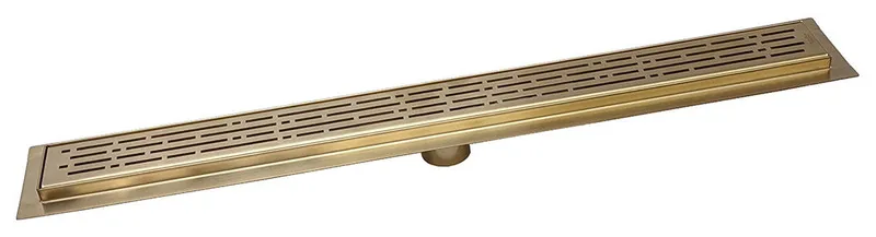 SereneDrains Linear Shower Drain 304 Stainless Steel Broken Lane Satin Gold, 16 Inch