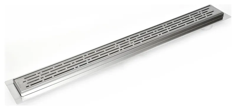 SereneDrains Offset Side Linear Shower Drain Brushed Stainless Steel Broken Lane, 16 Inch