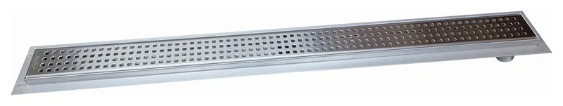 SereneDrains Offset Side Linear Shower Drain Brushed Stainless Steel Squares, 16 Inch