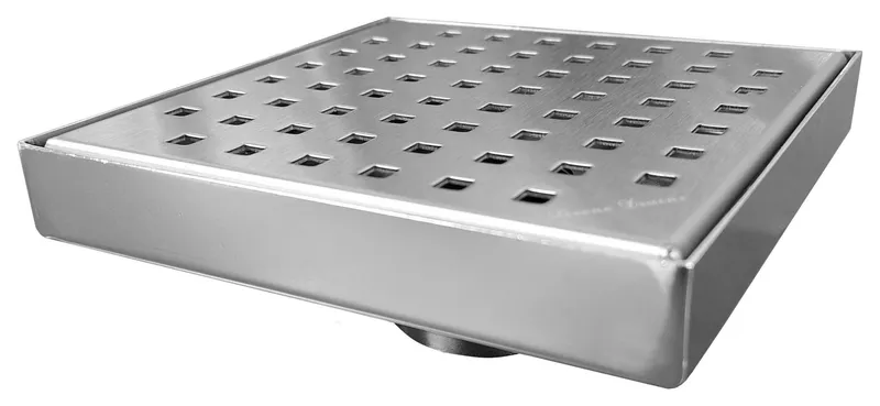 SereneDrains Square Shower Drain 304 Stainless Steel Traditional Square 6 Inch, Brushed Nickel