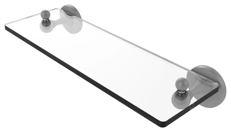 Shadwell 16" Glass Vanity Shelf with Beveled Edges, Matte Gray