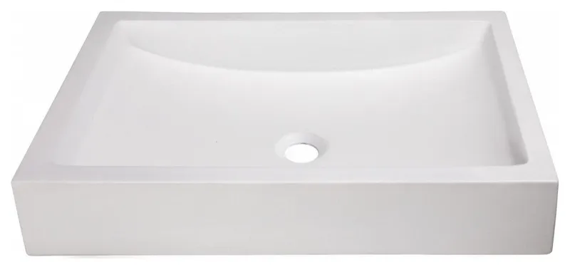 Shallow Wave White Concrete Rectangular Vessel Sink for Bathroom, 22 X 15 In