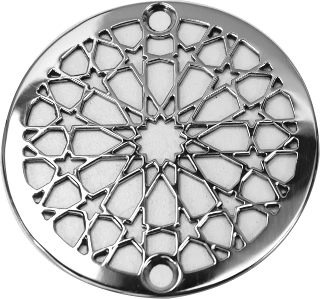 Shower Drain, 3.25" Round Cover by Designer Drains, Moresque No. 2, Polished Stainless Steel, 3.25