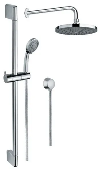 Shower Solution With Chrome Hand Shower, Sliding Rail, Showerhead, and Water Con