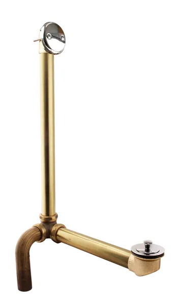 Side Outlet Overflow With Tip-Toe Trim, 2-Hole Overflow Cover, Polished Chrome