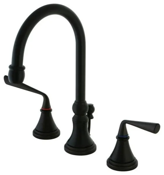 Silver Sage Two Handle 8" to 16" Widespread Lavatory Faucet With Brass Pop-up