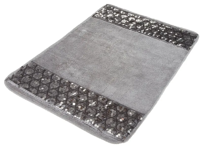 Sinatra Silver Bath Rug With Sequins, 21" X 32"