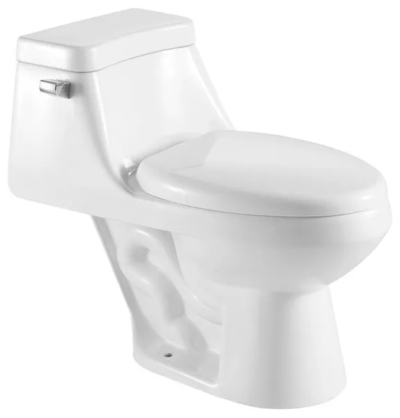 Single-Flush Elongated 1-Piece Toilet, White
