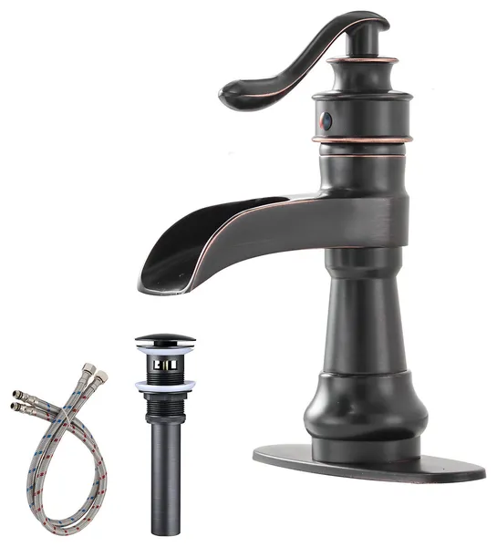 Single Handle Bathroom Sink Faucet with Pop-up Drain, Oil Rubbed Bronze