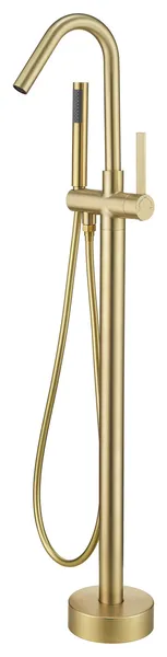 Single Handle Floor Mounted Tub Faucet, Brushed Gold