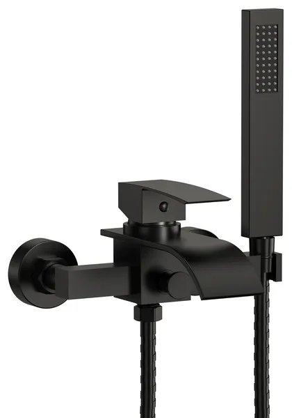 Single-Handle Wall Mount Tub Faucet with Handheld, Matte Black