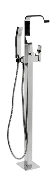 Single Lever Floor Mounted Tub Filler Mixer With Hand Held Shower Head, Polished